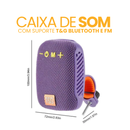 Caixa de Som com Suporte T&G Bluetooth e FM | BRINDE CASE IMPERMEÁVEL