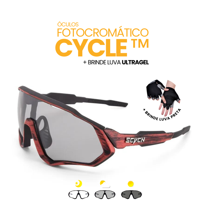 Óculos Fotocromático Cycle™ + BRINDE -  LUVA ULTRAGEL