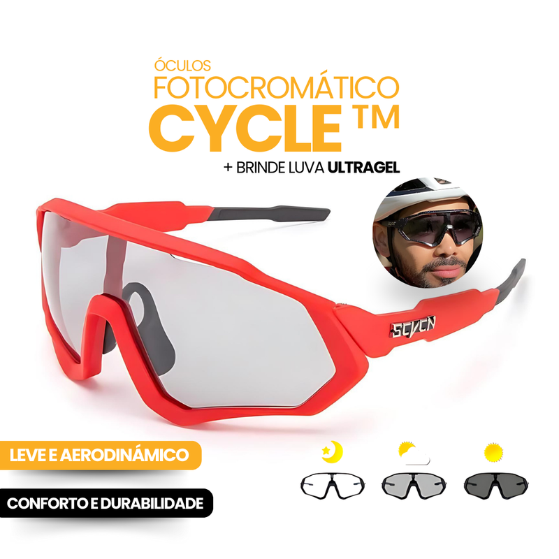 Óculos Fotocromático Cycle™ + BRINDE -  LUVA ULTRAGEL