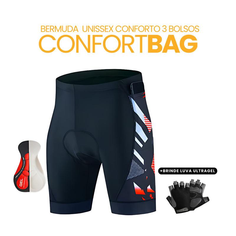 Bermuda Unissex 3 Bolsos ComfortBag + BRINDE LUVA SUPERGEL