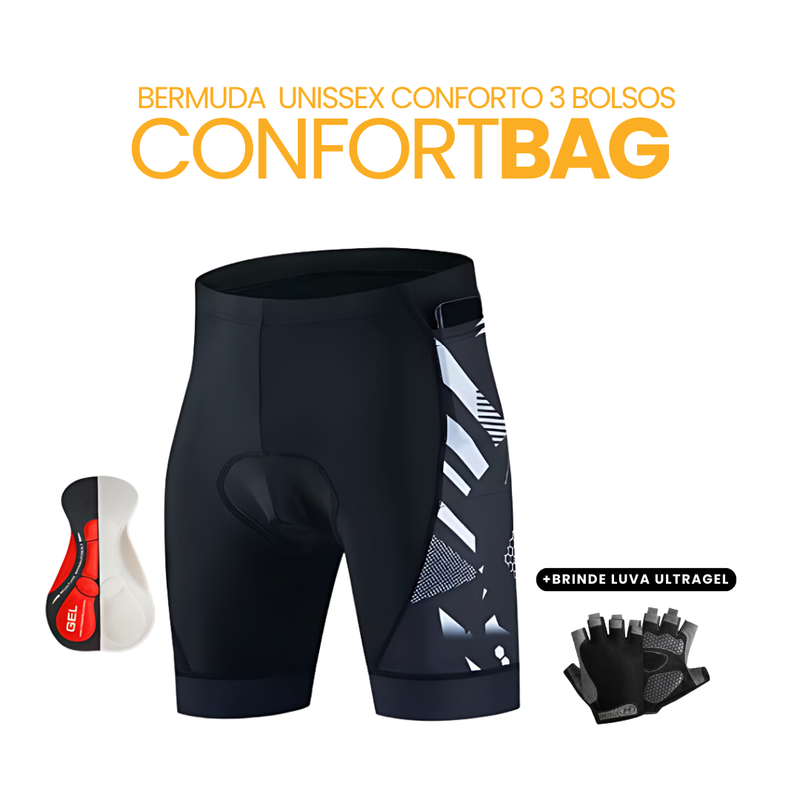 Bermuda Unissex 3 Bolsos ComfortBag + BRINDE LUVA SUPERGEL