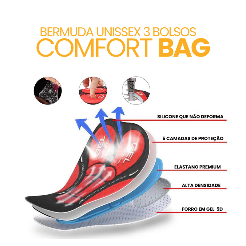 Bermuda Unissex 3 Bolsos ComfortBag™ | BIKE FRIDAY