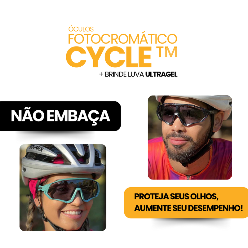 Óculos Fotocromático Cycle™ + BRINDE -  LUVA ULTRAGEL