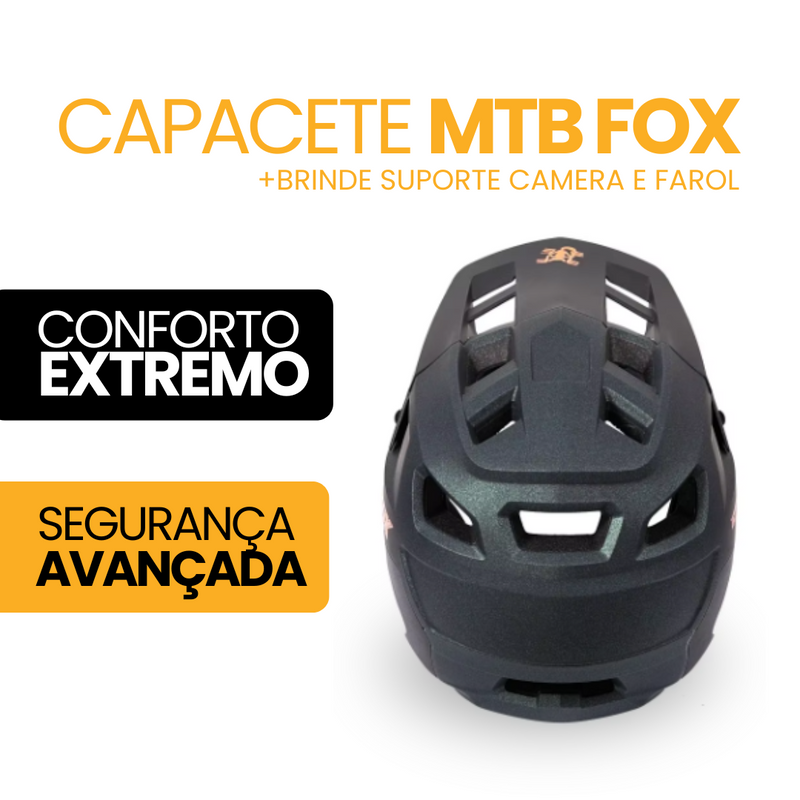 Capacete MTB Fox | BRINDE SUPORTE CAMERA E FAROL