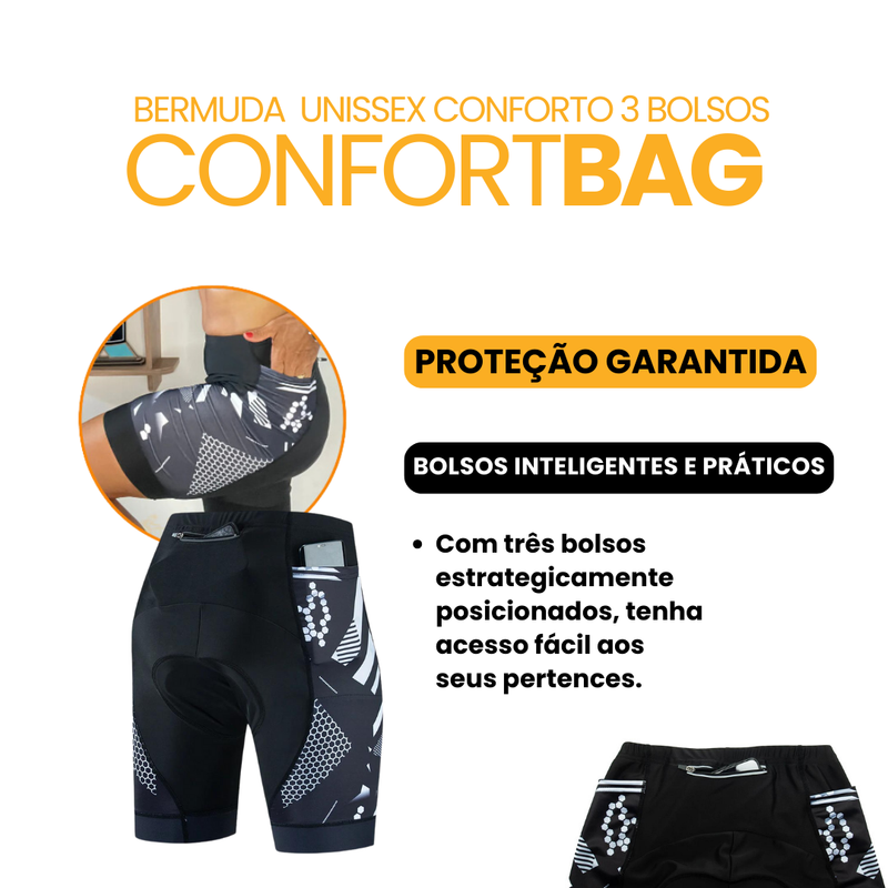 Bermuda Unissex 3 Bolsos ComfortBag + BRINDE LUVA SUPERGEL